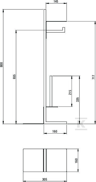 Stojak na papier z półką Mokko, nero - ADM_N242